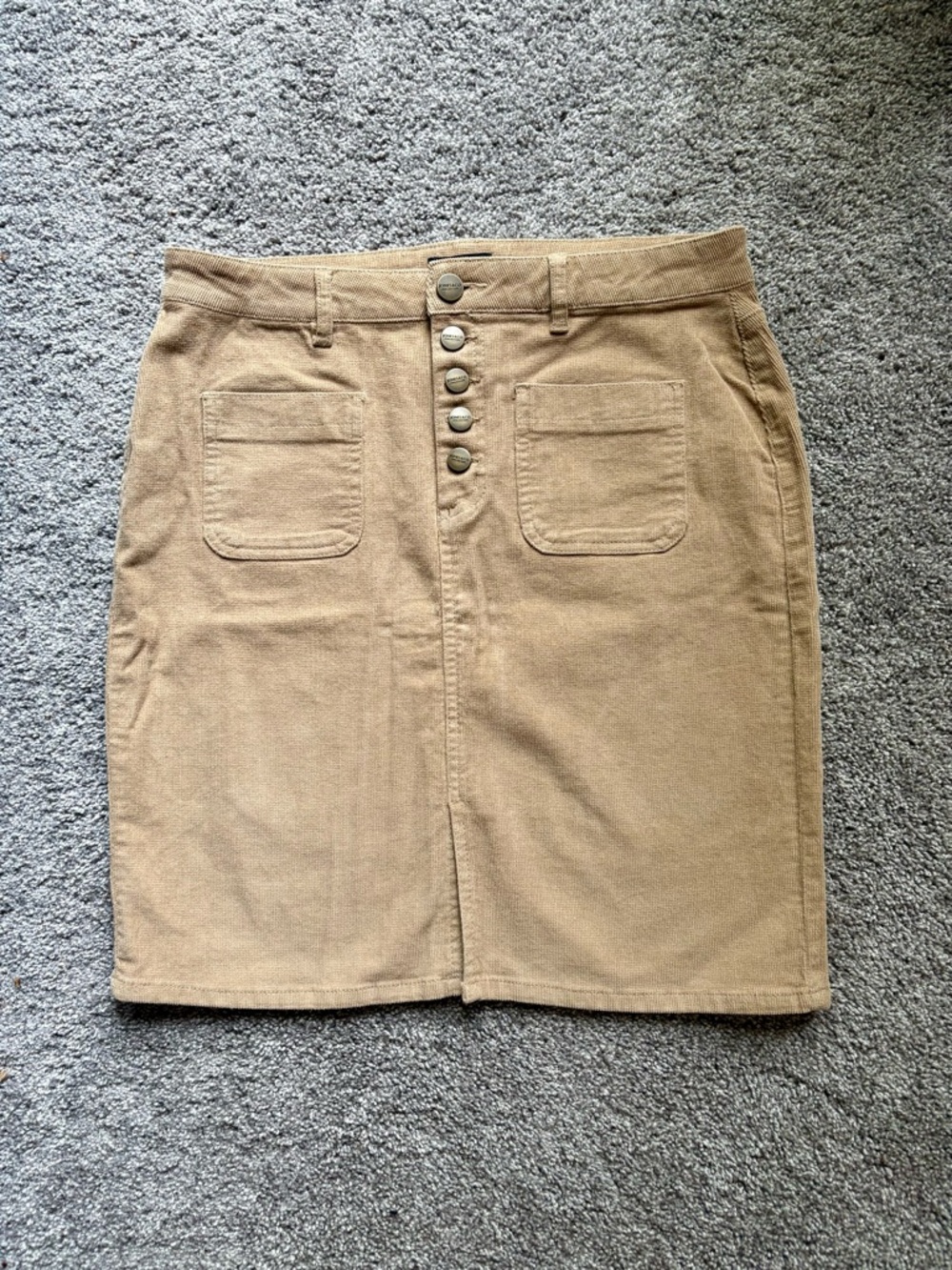 Jones New York Tan Corduroy Button-Front Pencil Skirt